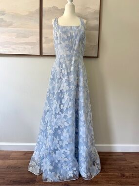 Alfred Angelo Blue Floral Formal Gown